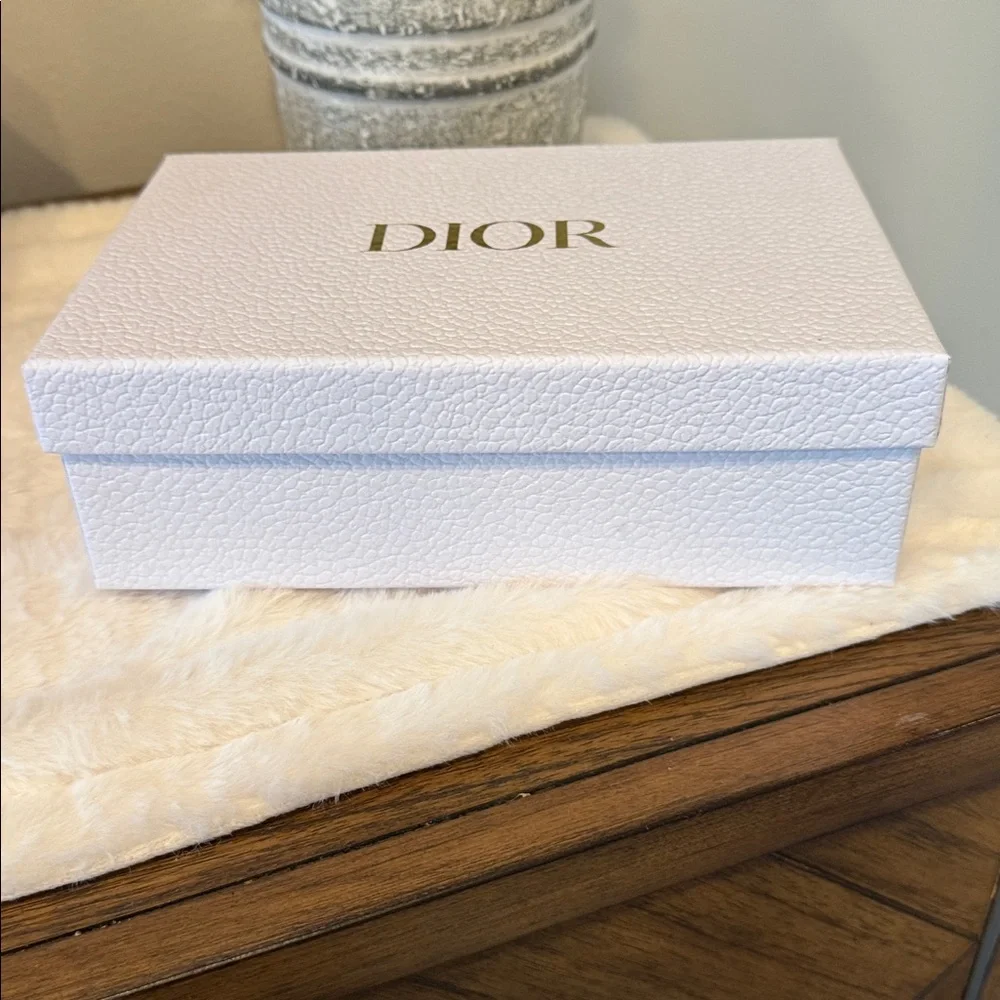 Dior Textured Empty White Box‎ with Gold Logo and Dior Ribbon 8.5 x 6 x 3